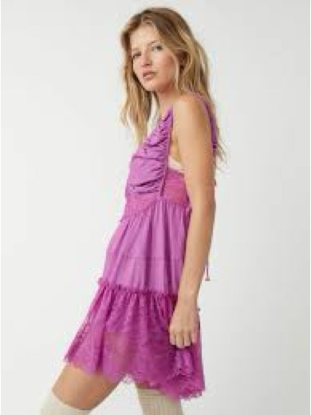 Intamitely Free People Spring Fling open- back romper in Radiant Orchid